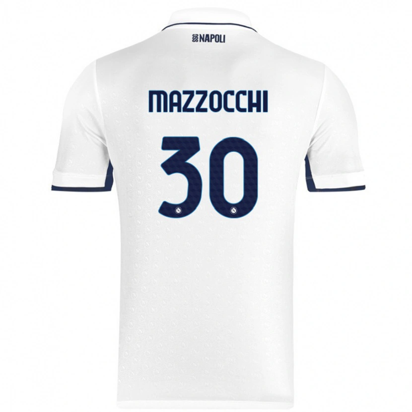 Danxen Børn Pasquale Mazzocchi #30 Hvid Kongeblå Udebane Spillertrøjer 2024/25 Trøje T-Shirt