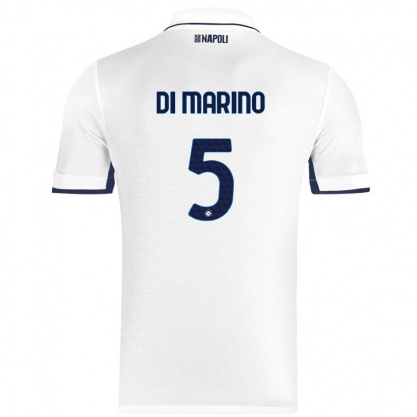Danxen Børn Paola Di Marino #5 Hvid Kongeblå Udebane Spillertrøjer 2024/25 Trøje T-Shirt