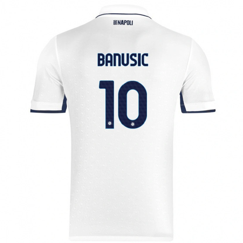 Danxen Børn Marija Banušić #10 Hvid Kongeblå Udebane Spillertrøjer 2024/25 Trøje T-Shirt