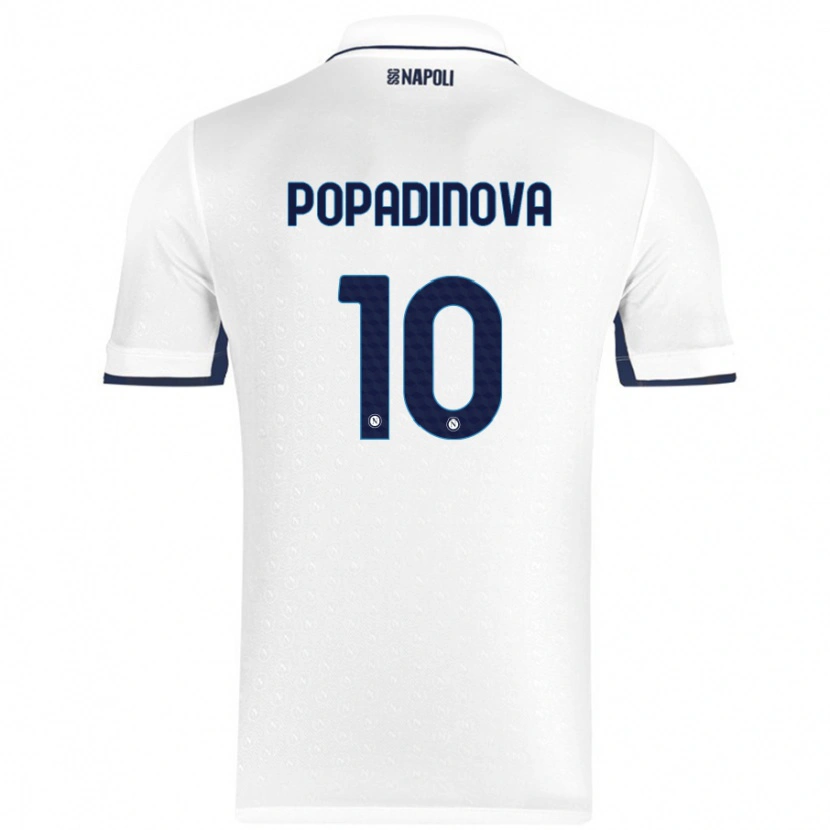 Danxen Børn Evdokiya Popadinova #10 Hvid Kongeblå Udebane Spillertrøjer 2024/25 Trøje T-Shirt