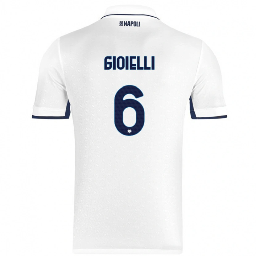 Danxen Børn Francesco Pio Gioielli #6 Hvid Kongeblå Udebane Spillertrøjer 2024/25 Trøje T-Shirt