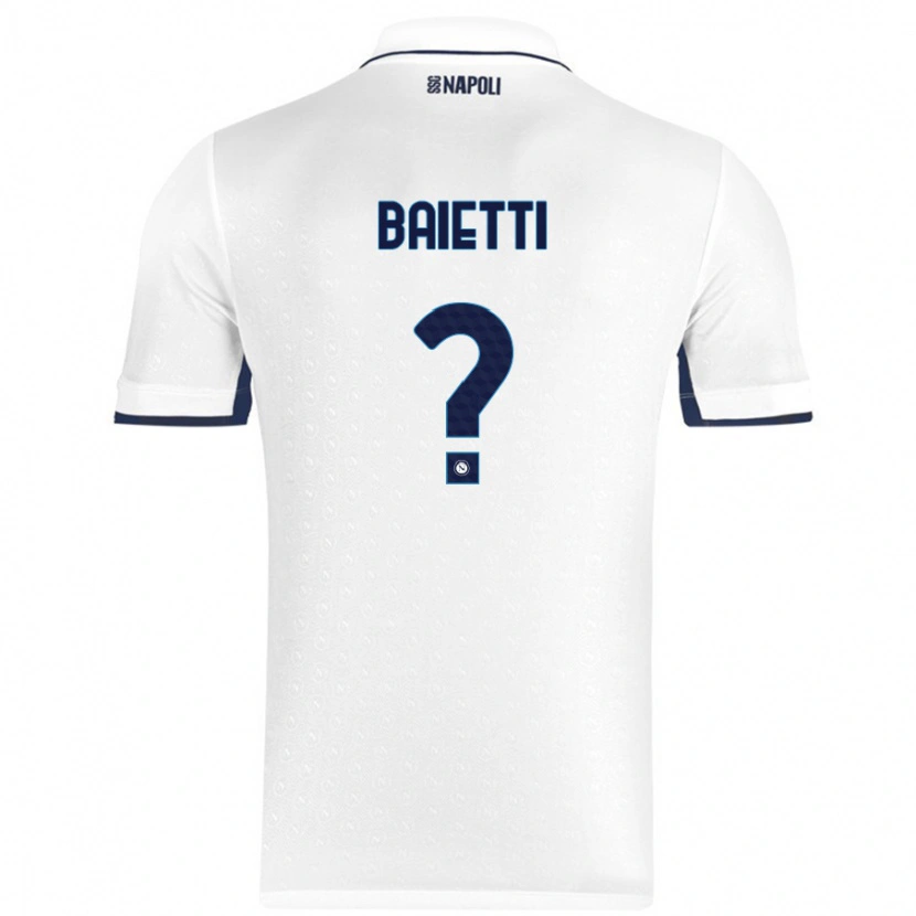 Danxen Børn Francesco Baietti #0 Hvid Kongeblå Udebane Spillertrøjer 2024/25 Trøje T-Shirt