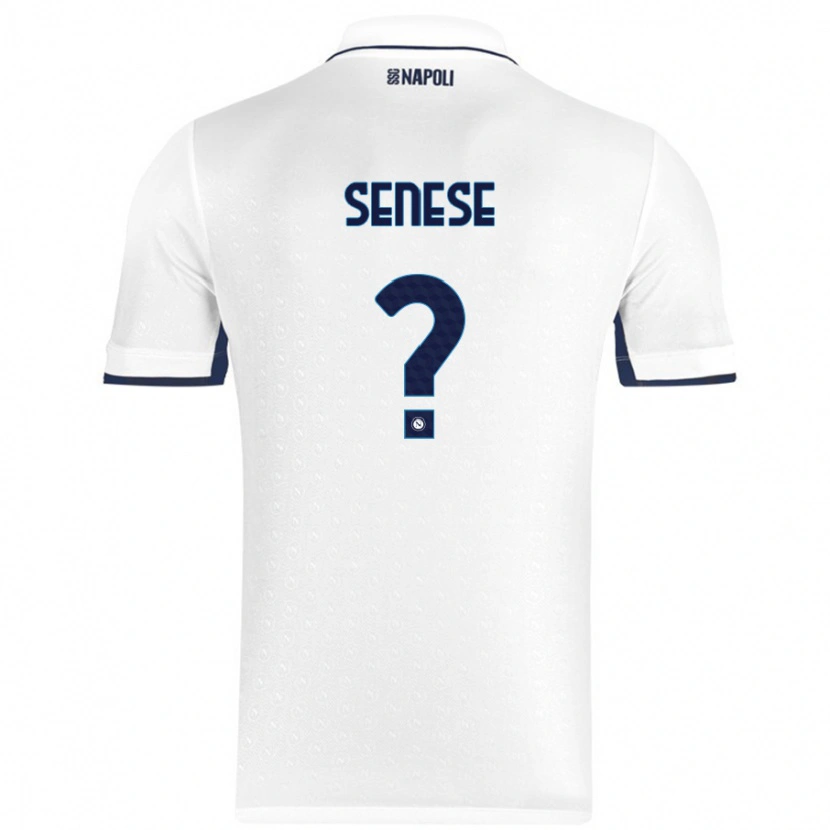 Danxen Børn Alberto Senese #0 Hvid Kongeblå Udebane Spillertrøjer 2024/25 Trøje T-Shirt