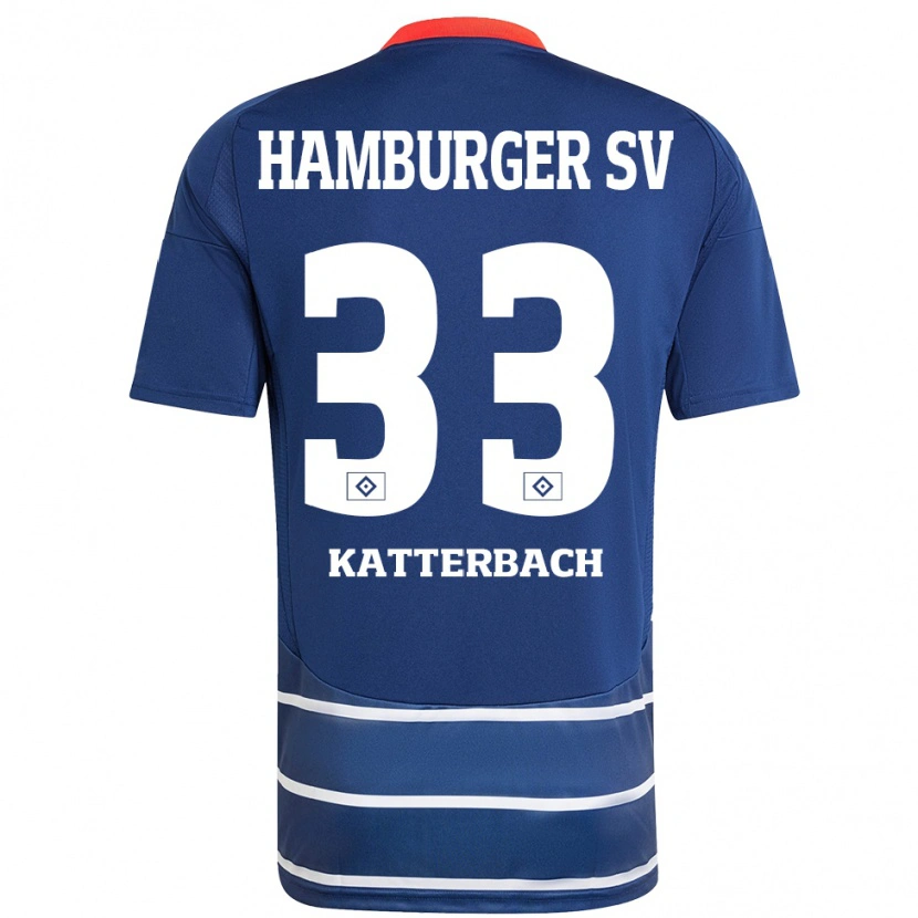 Danxen Børn Noah Katterbach #33 Mørkeblå Udebane Spillertrøjer 2024/25 Trøje T-Shirt