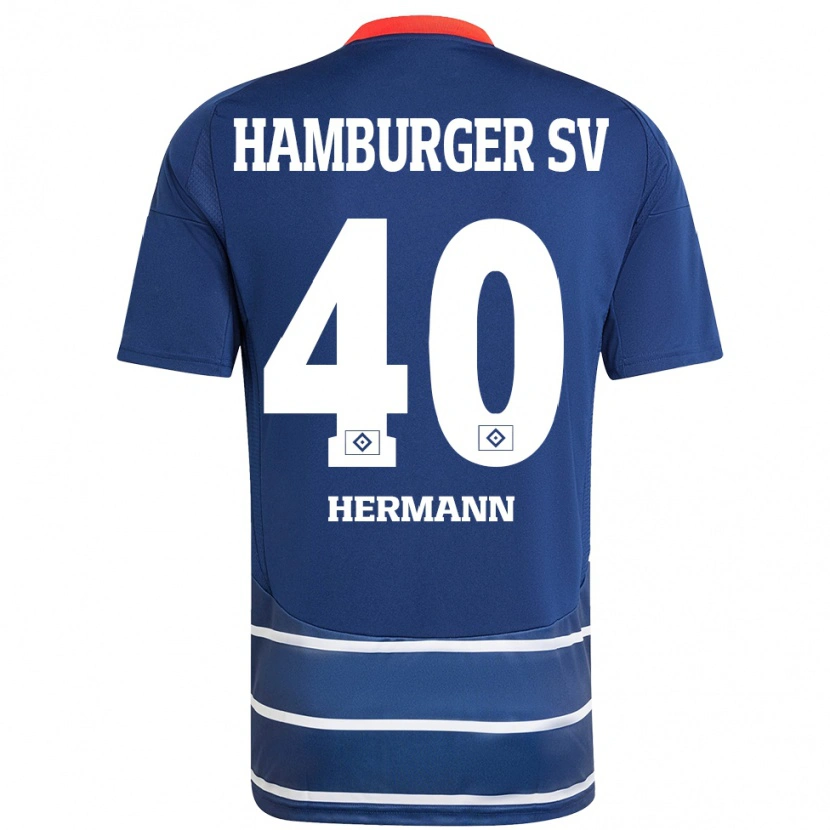 Danxen Børn Hannes Hermann #40 Mørkeblå Udebane Spillertrøjer 2024/25 Trøje T-Shirt