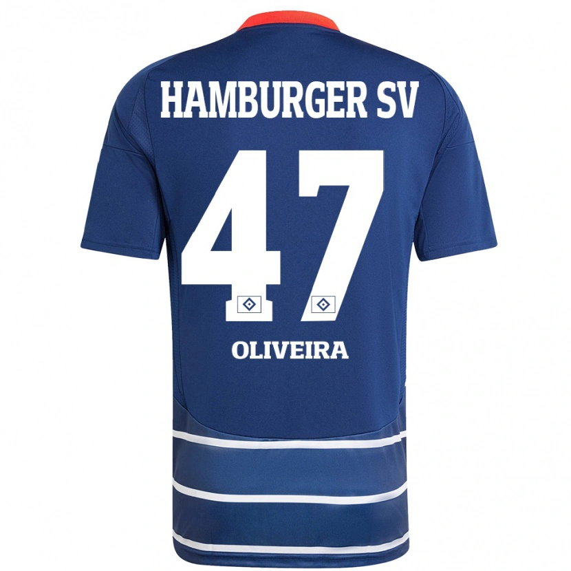 Danxen Børn Nicolas Oliveira #47 Mørkeblå Udebane Spillertrøjer 2024/25 Trøje T-Shirt