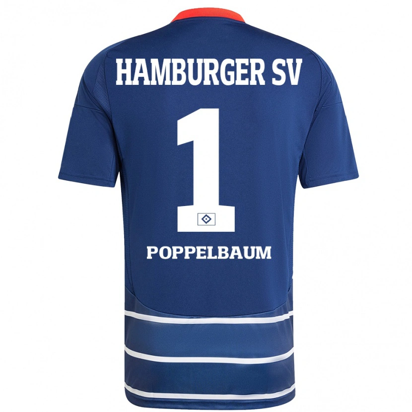 Danxen Børn Colin Poppelbaum #1 Mørkeblå Udebane Spillertrøjer 2024/25 Trøje T-Shirt