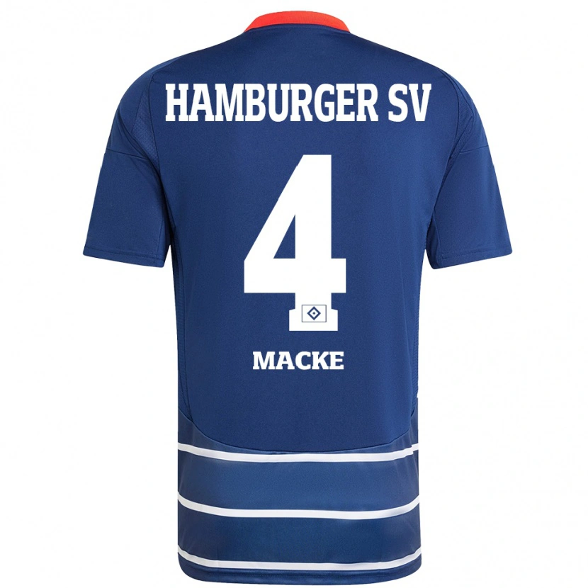 Danxen Børn Jarne Macke #4 Mørkeblå Udebane Spillertrøjer 2024/25 Trøje T-Shirt