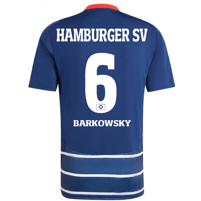 Danxen Børn Finn Barkowsky #6 Mørkeblå Udebane Spillertrøjer 2024/25 Trøje T-Shirt