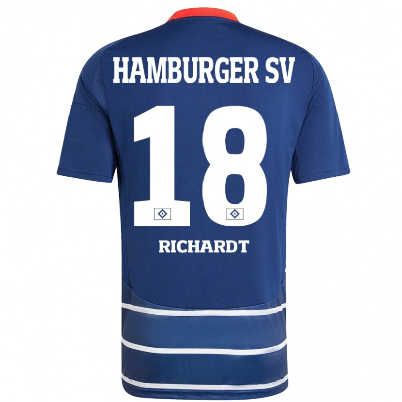 Danxen Børn Dayo Richardt #18 Mørkeblå Udebane Spillertrøjer 2024/25 Trøje T-Shirt