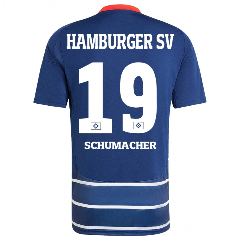Danxen Børn Lukas Schumacher #19 Mørkeblå Udebane Spillertrøjer 2024/25 Trøje T-Shirt