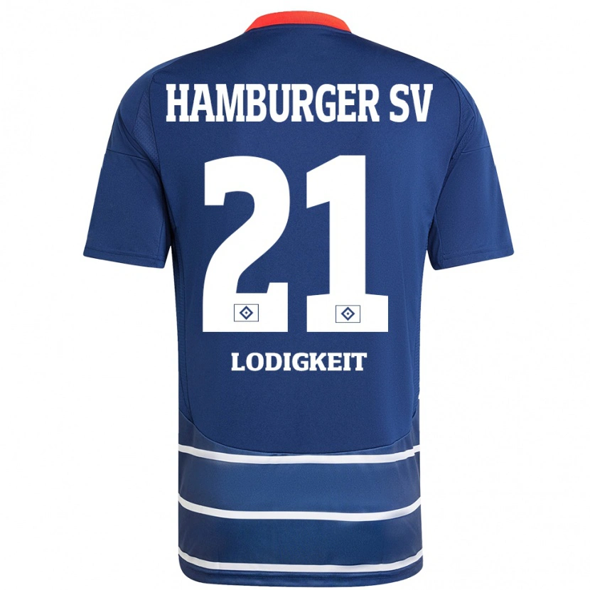 Danxen Børn Luis Lodigkeit #21 Mørkeblå Udebane Spillertrøjer 2024/25 Trøje T-Shirt
