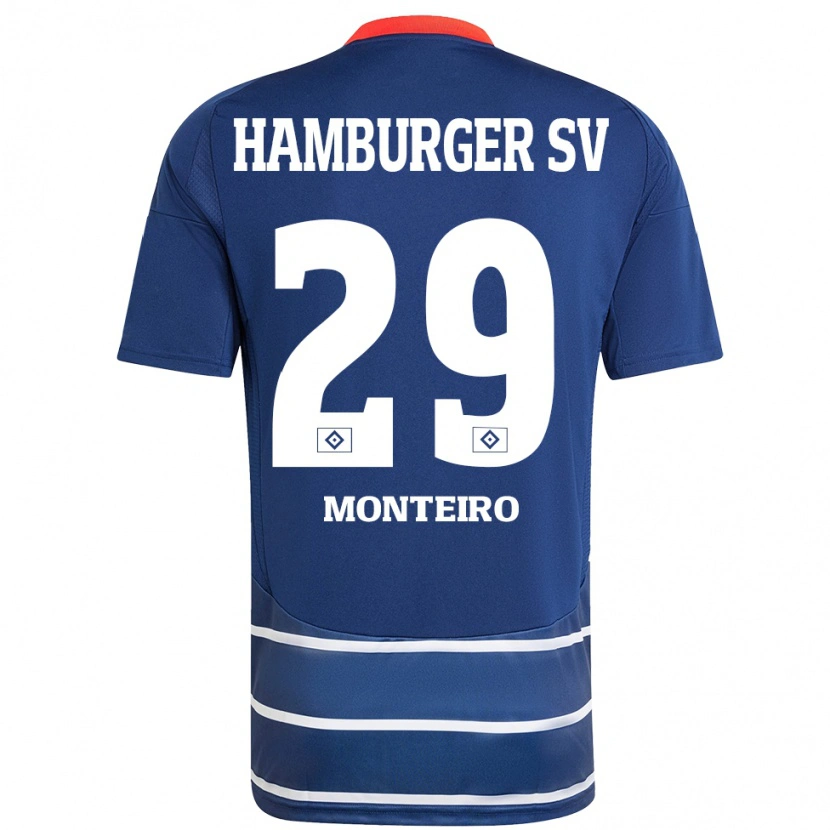 Danxen Børn Alfa Monteiro #29 Mørkeblå Udebane Spillertrøjer 2024/25 Trøje T-Shirt