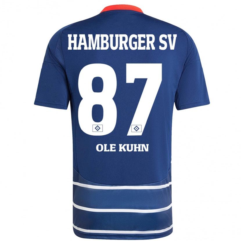 Danxen Børn Niklas Ole Kühn #87 Mørkeblå Udebane Spillertrøjer 2024/25 Trøje T-Shirt