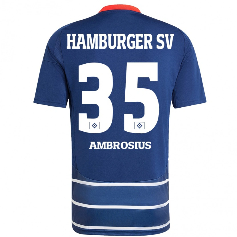Danxen Børn Stephan Ambrosius #35 Mørkeblå Udebane Spillertrøjer 2024/25 Trøje T-Shirt