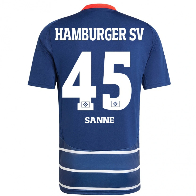 Danxen Børn Tom Sanne #45 Mørkeblå Udebane Spillertrøjer 2024/25 Trøje T-Shirt