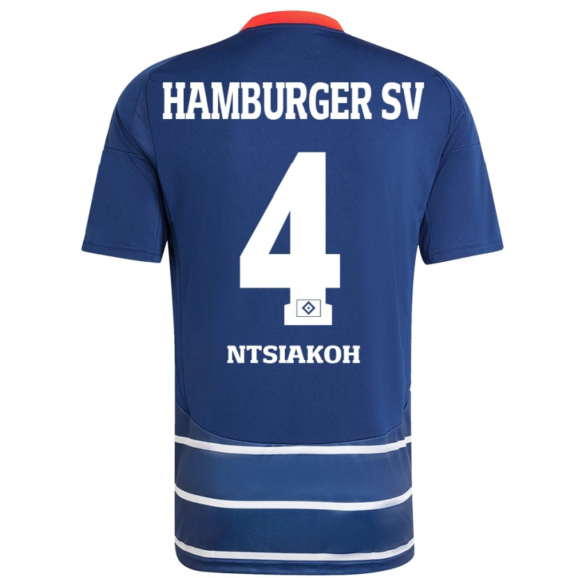 Danxen Børn Emmanuel Ntsiakoh #4 Mørkeblå Udebane Spillertrøjer 2024/25 Trøje T-Shirt