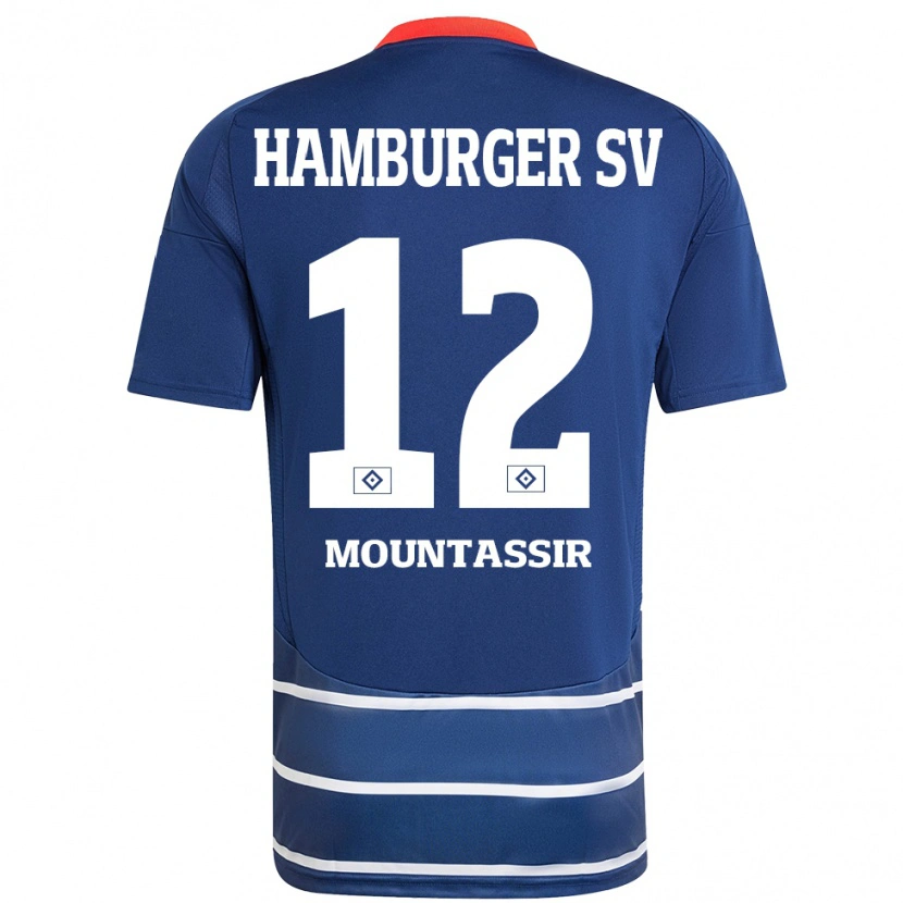 Danxen Børn Youssef Mountassir #12 Mørkeblå Udebane Spillertrøjer 2024/25 Trøje T-Shirt