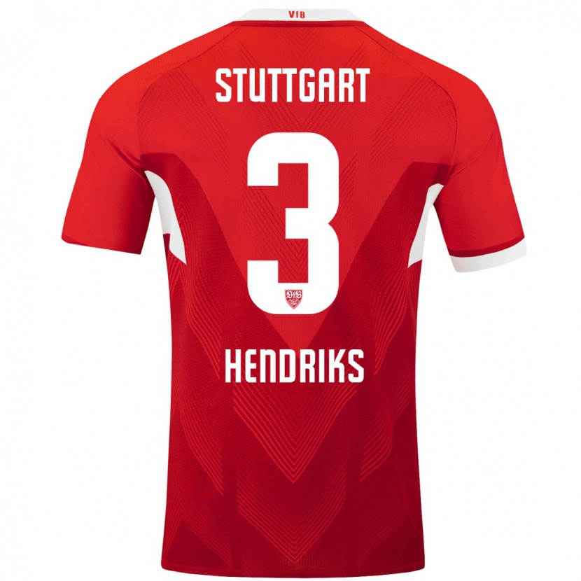 Danxen Børn Ramon Hendriks #3 Rød Hvid Udebane Spillertrøjer 2024/25 Trøje T-Shirt