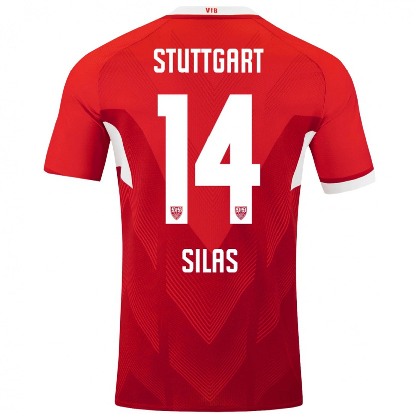 Danxen Børn Silas #14 Rød Hvid Udebane Spillertrøjer 2024/25 Trøje T-Shirt