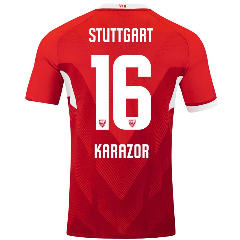 Danxen Børn Atakan Karazor #16 Rød Hvid Udebane Spillertrøjer 2024/25 Trøje T-Shirt