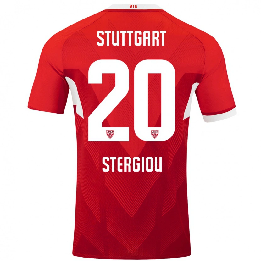 Danxen Børn Leonidas Stergiou #20 Rød Hvid Udebane Spillertrøjer 2024/25 Trøje T-Shirt