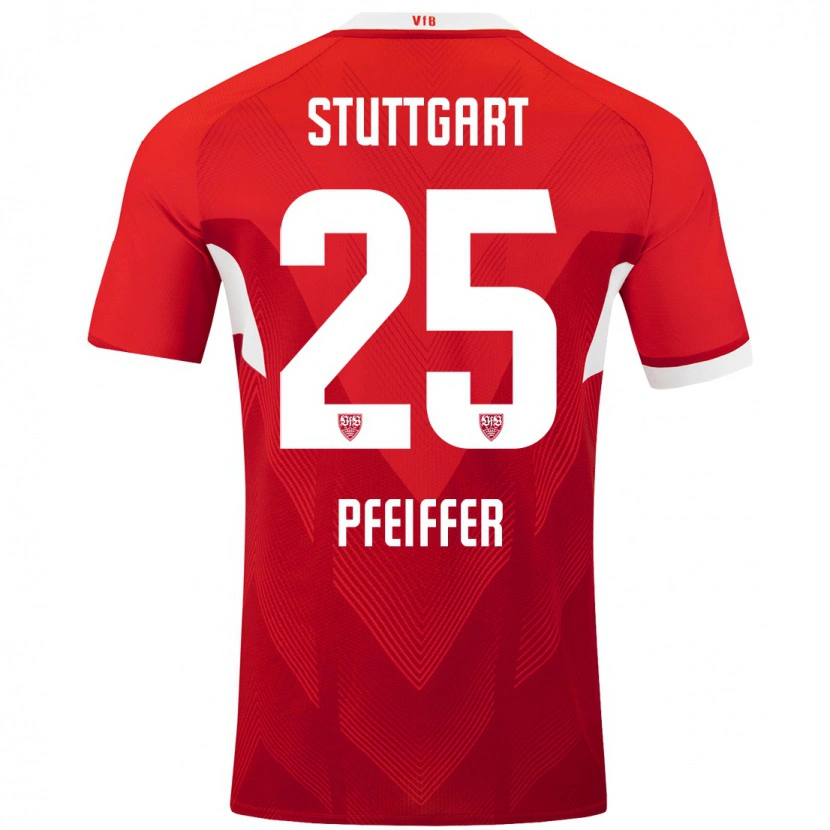 Danxen Børn Luca Pfeiffer #25 Rød Hvid Udebane Spillertrøjer 2024/25 Trøje T-Shirt