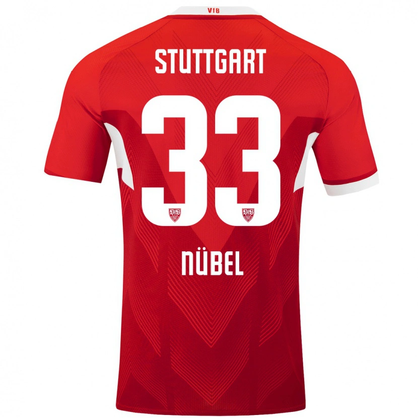 Danxen Børn Alexander Nübel #33 Rød Hvid Udebane Spillertrøjer 2024/25 Trøje T-Shirt