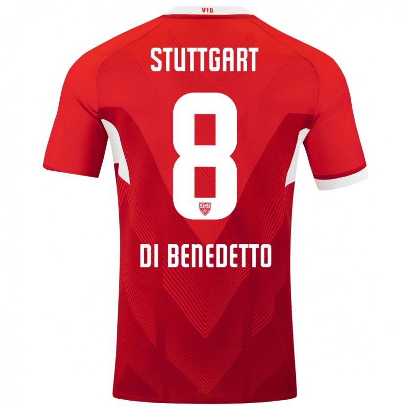 Danxen Børn Samuele Di Benedetto #8 Rød Hvid Udebane Spillertrøjer 2024/25 Trøje T-Shirt