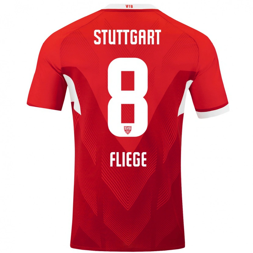 Danxen Børn Anna Fliege #8 Rød Hvid Udebane Spillertrøjer 2024/25 Trøje T-Shirt