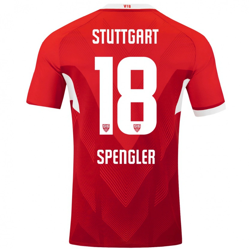Danxen Børn Jana Spengler #18 Rød Hvid Udebane Spillertrøjer 2024/25 Trøje T-Shirt