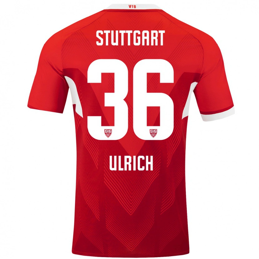 Danxen Børn Laurin Ulrich #36 Rød Hvid Udebane Spillertrøjer 2024/25 Trøje T-Shirt