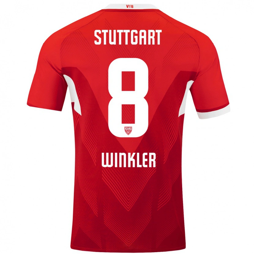 Danxen Børn Nathan Winkler #8 Rød Hvid Udebane Spillertrøjer 2024/25 Trøje T-Shirt