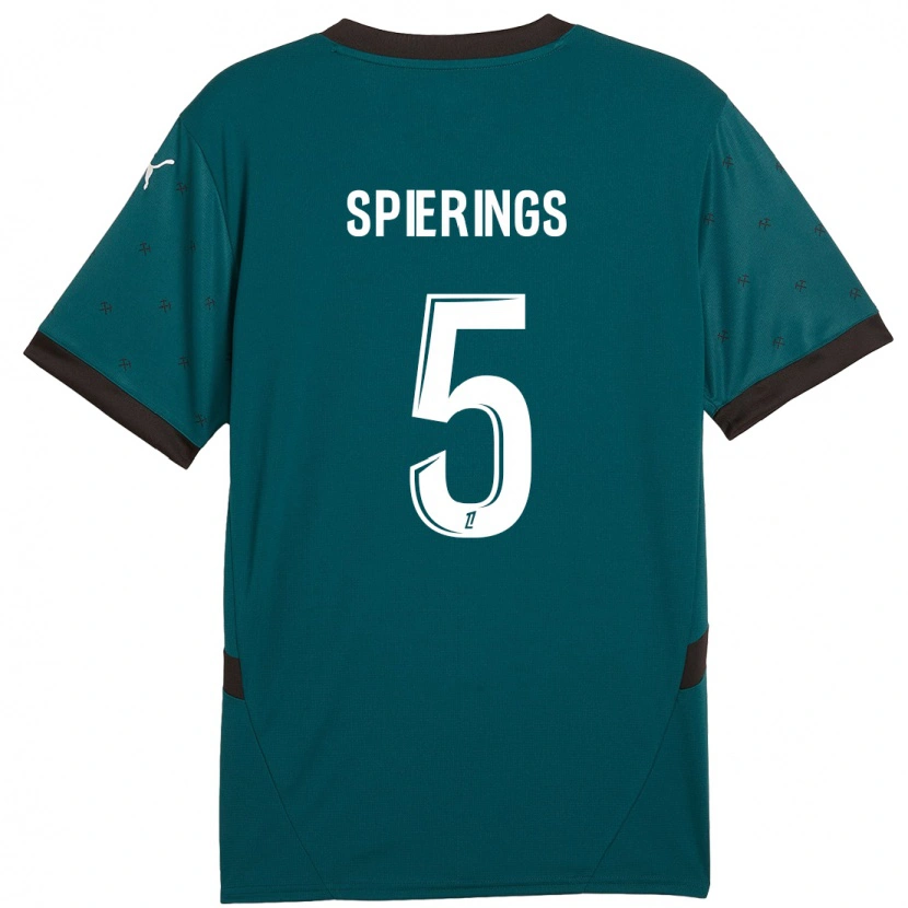 Danxen Børn Stijn Spierings #5 Mørkegrøn Udebane Spillertrøjer 2024/25 Trøje T-Shirt