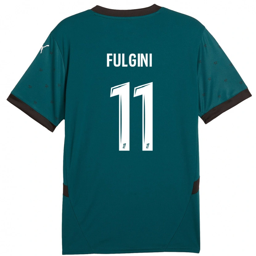 Danxen Børn Angelo Fulgini #11 Mørkegrøn Udebane Spillertrøjer 2024/25 Trøje T-Shirt