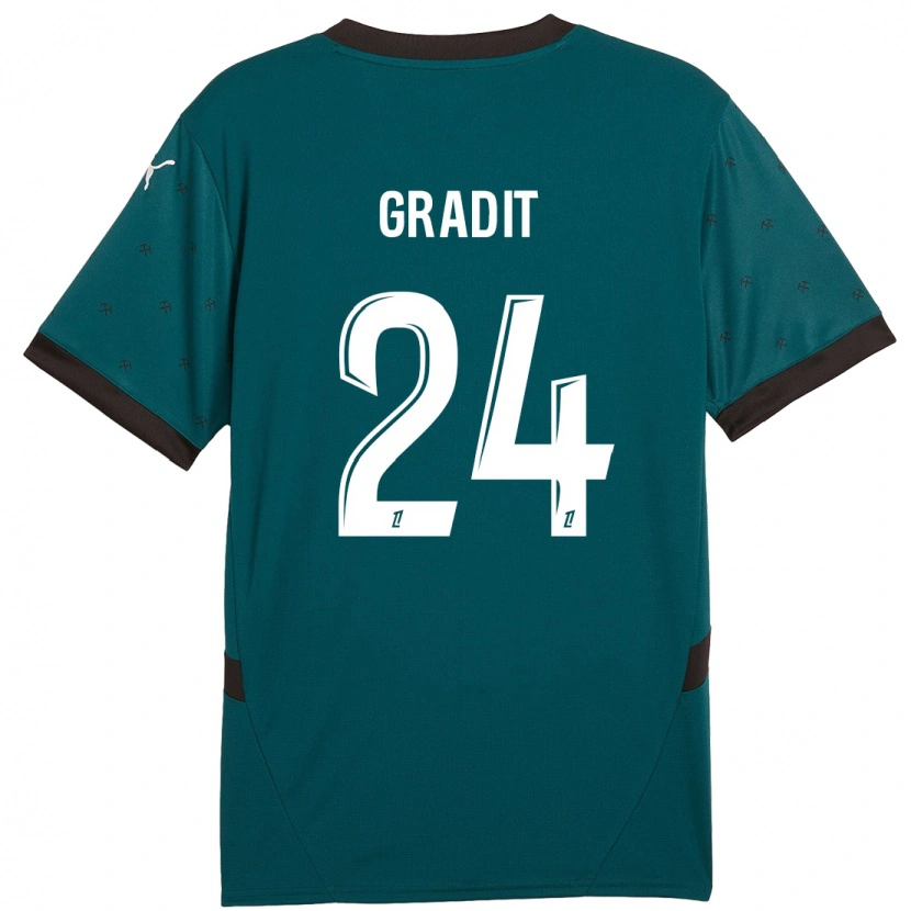 Danxen Børn Jonathan Gradit #24 Mørkegrøn Udebane Spillertrøjer 2024/25 Trøje T-Shirt