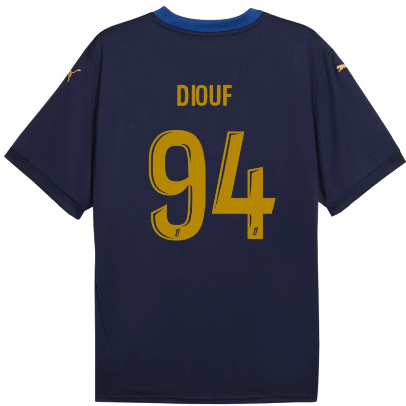 Danxen Børn Yehvann Diouf #94 Marine Guld Udebane Spillertrøjer 2024/25 Trøje T-Shirt