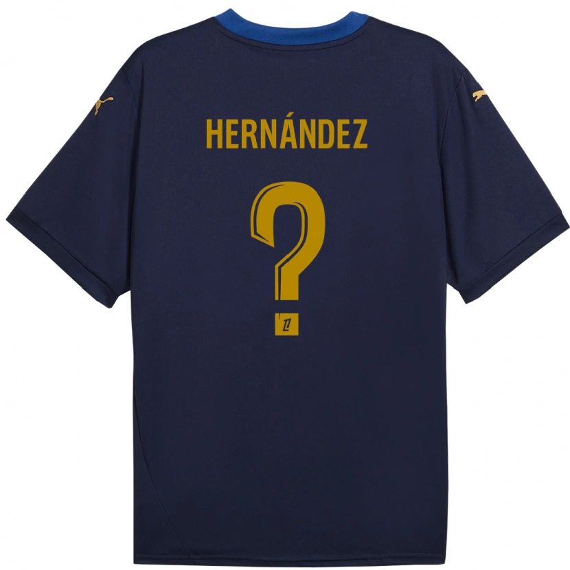 Danxen Børn Melvin Hernández #0 Marine Guld Udebane Spillertrøjer 2024/25 Trøje T-Shirt