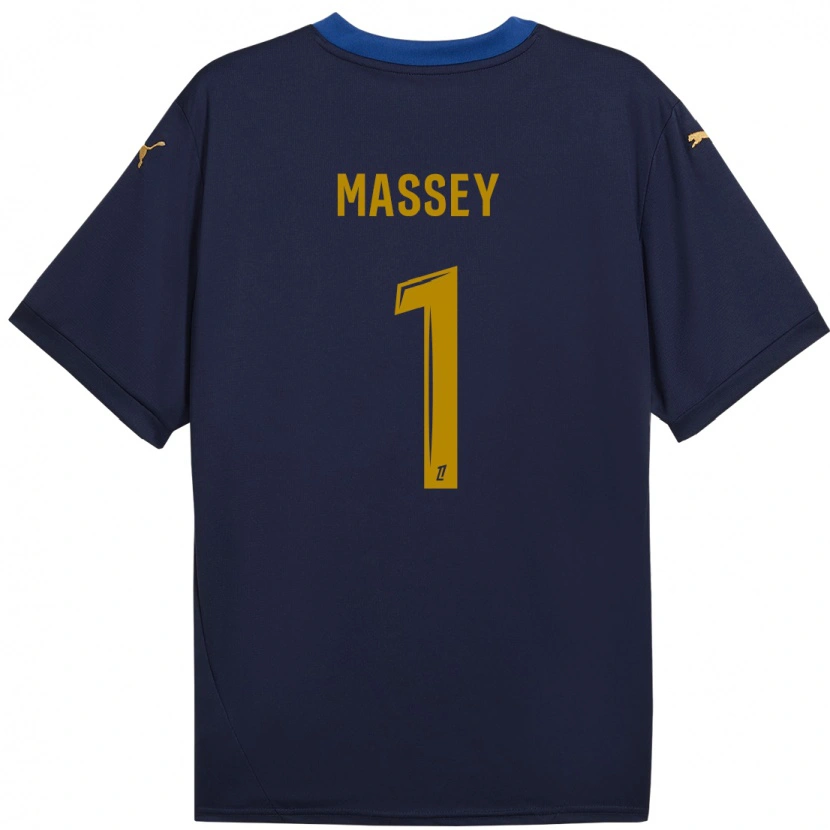 Danxen Børn Kayza Massey #1 Marine Guld Udebane Spillertrøjer 2024/25 Trøje T-Shirt