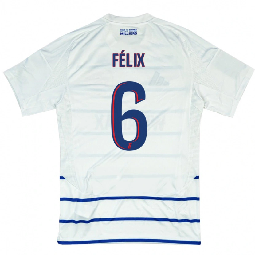 Danxen Børn Félix Lemaréchal #6 Hvid Blå Udebane Spillertrøjer 2024/25 Trøje T-Shirt