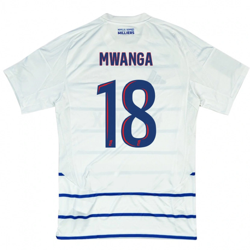 Danxen Børn Junior Mwanga #18 Hvid Blå Udebane Spillertrøjer 2024/25 Trøje T-Shirt