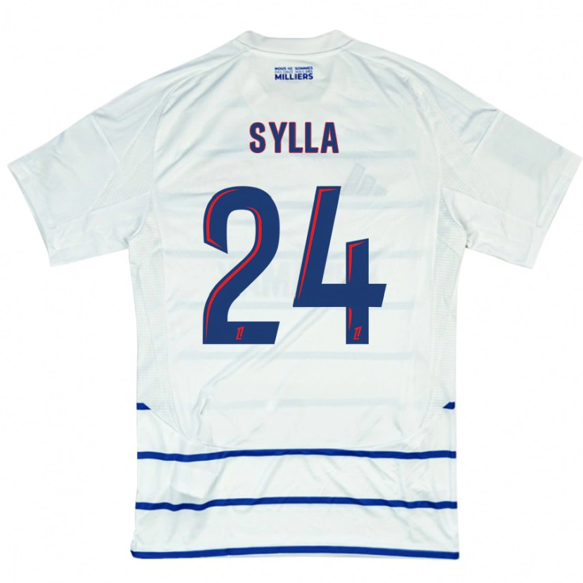 Danxen Børn Abakar Sylla #24 Hvid Blå Udebane Spillertrøjer 2024/25 Trøje T-Shirt