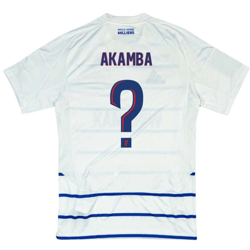 Danxen Børn Fred Akamba #0 Hvid Blå Udebane Spillertrøjer 2024/25 Trøje T-Shirt