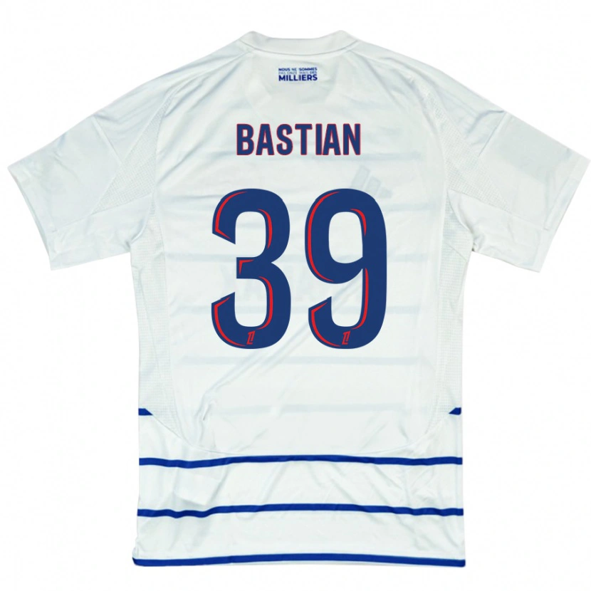 Danxen Børn Maxime Bastian #39 Hvid Blå Udebane Spillertrøjer 2024/25 Trøje T-Shirt