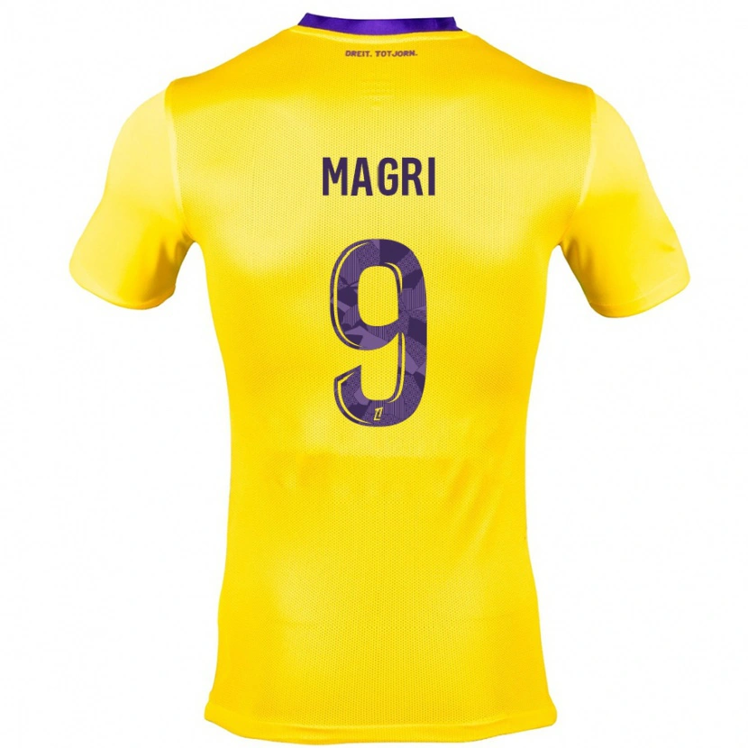 Danxen Børn Frank Magri #9 Gul Lilla Udebane Spillertrøjer 2024/25 Trøje T-Shirt