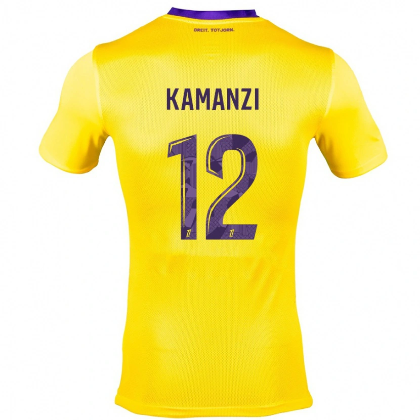 Danxen Børn Warren Kamanzi #12 Gul Lilla Udebane Spillertrøjer 2024/25 Trøje T-Shirt