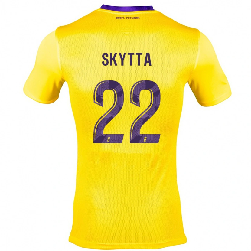 Danxen Børn Naatan Skyttä #22 Gul Lilla Udebane Spillertrøjer 2024/25 Trøje T-Shirt