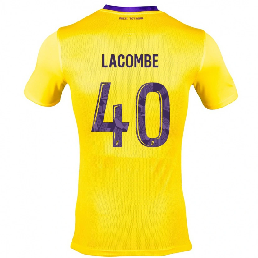 Danxen Børn Justin Lacombe #40 Gul Lilla Udebane Spillertrøjer 2024/25 Trøje T-Shirt