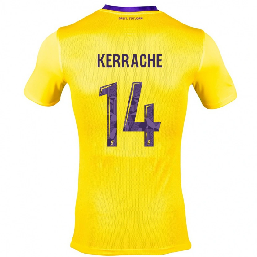 Danxen Børn Marina Kerrache #14 Gul Lilla Udebane Spillertrøjer 2024/25 Trøje T-Shirt