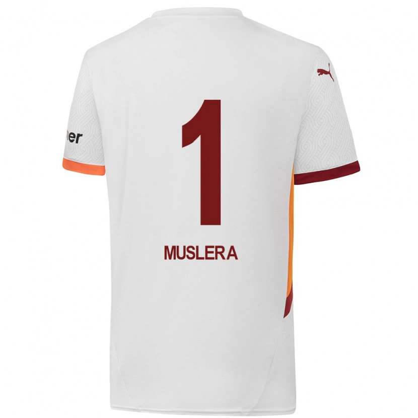 Danxen Børn Fernando Muslera #1 Hvid Gul Rød Udebane Spillertrøjer 2024/25 Trøje T-Shirt